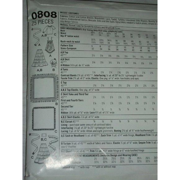 Simplicity Halloween Costume 0808 Gypsy Wench - Picture 4 of 6